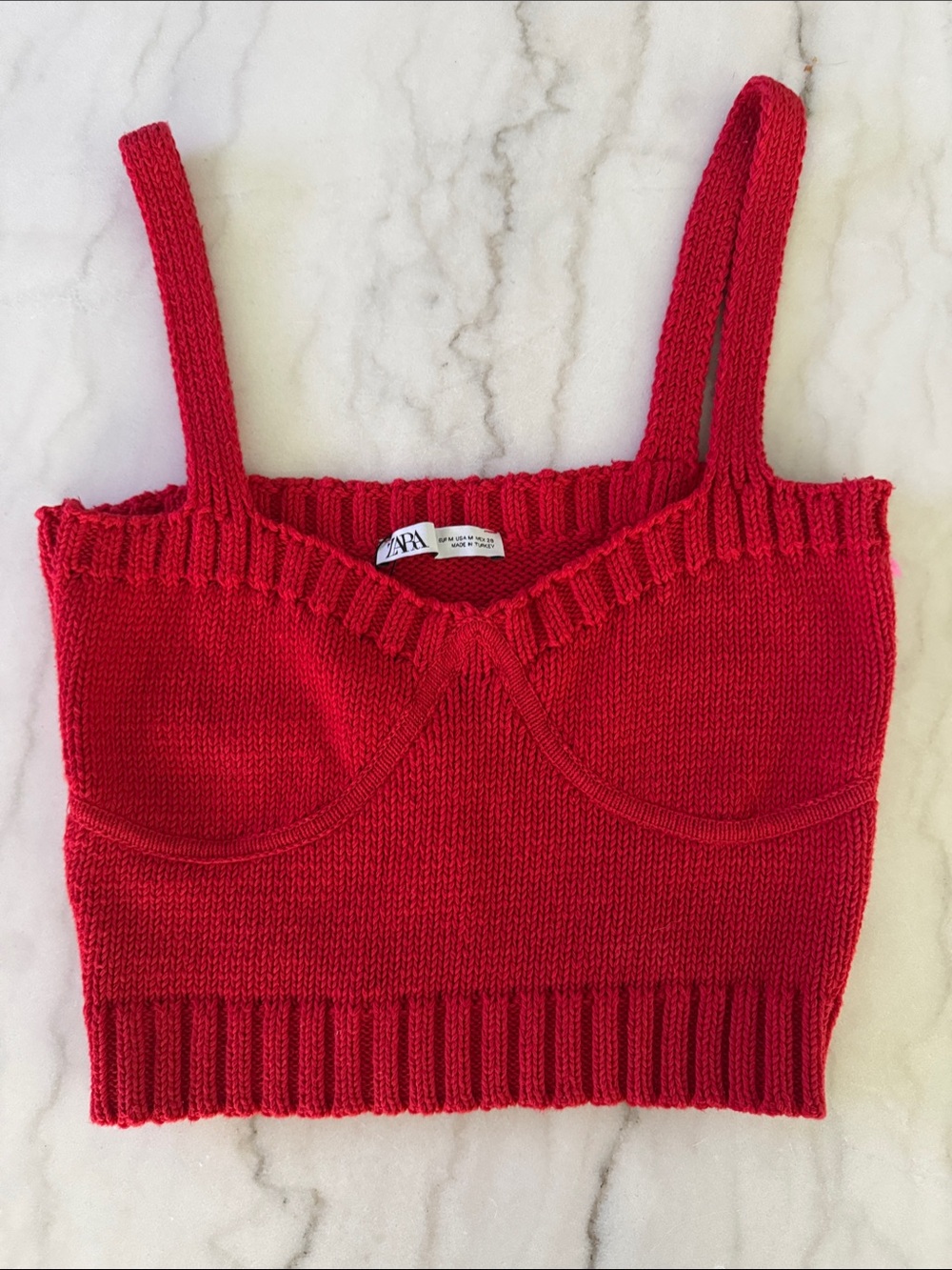 Zara Red Knit Crop Top